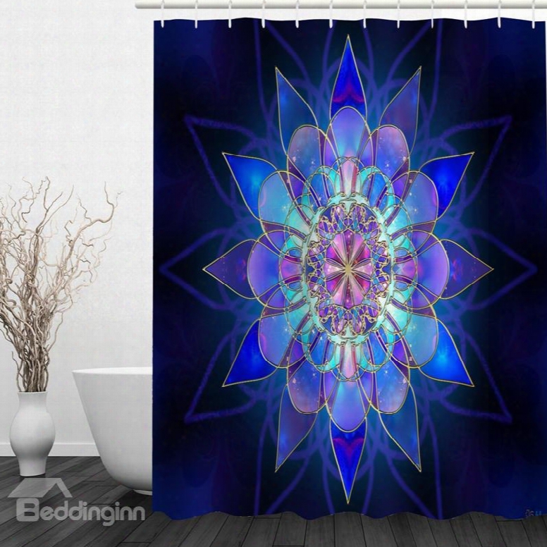 Abstract Blue Flower 3d Printed Bathroom Waterproof Shower Curtain