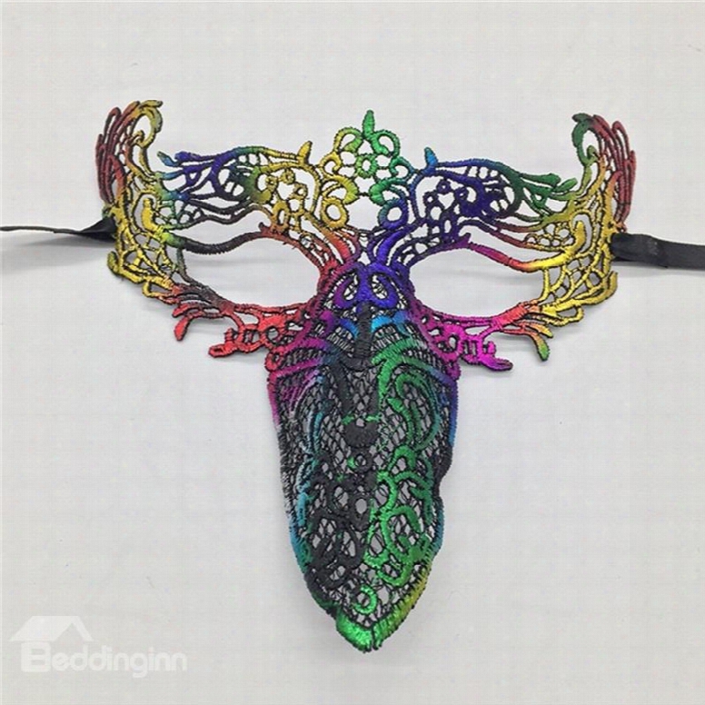 Angel Wings Beak Hollow Lace Halloween Masquerade Mask Rainbow