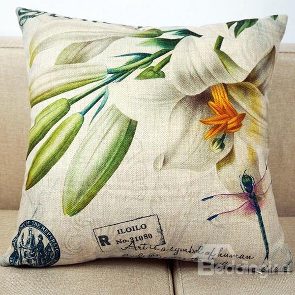 Beautiful 3d White Lily Print Throw Pillow