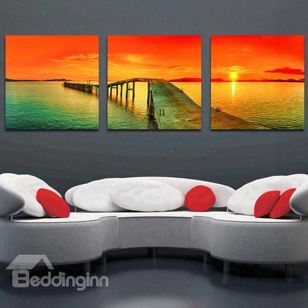 Beautiful Sunset 3-piece Crystal Film Art Wall Print