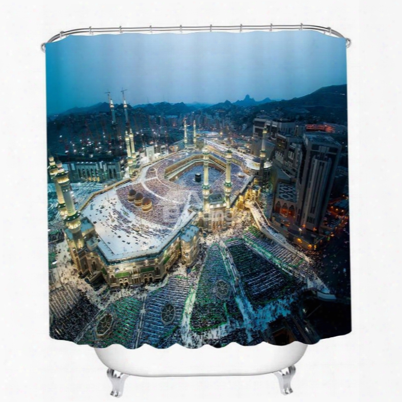 Bustling City Scenery 3d Printed Bathroom Waterproof Shower Curtain