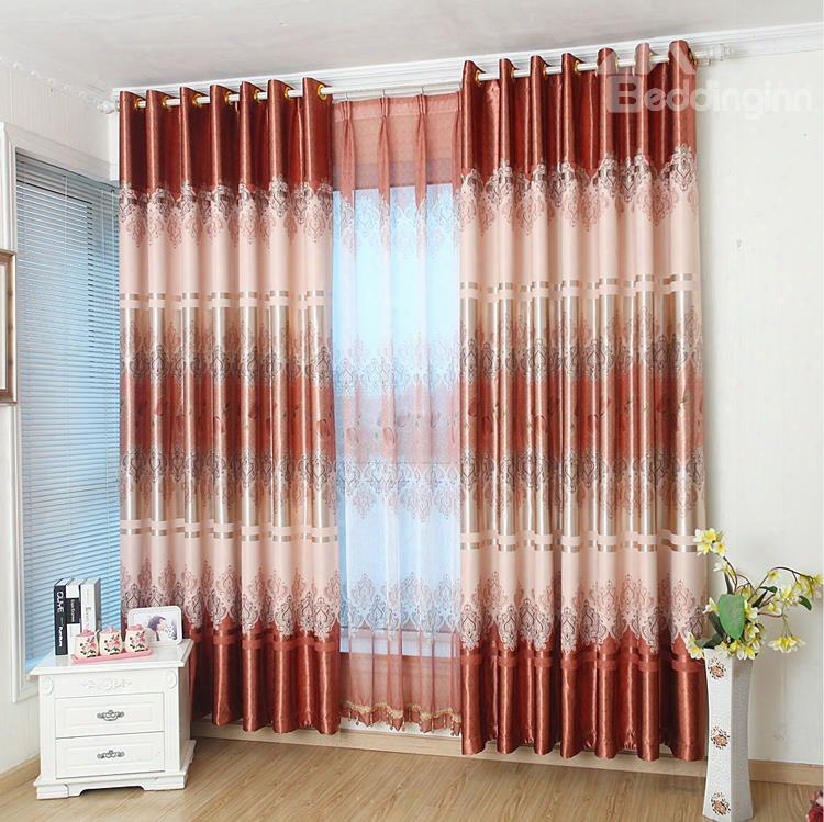 Charming Vibrant Tulip Coffee Color Grommet Top Curtain