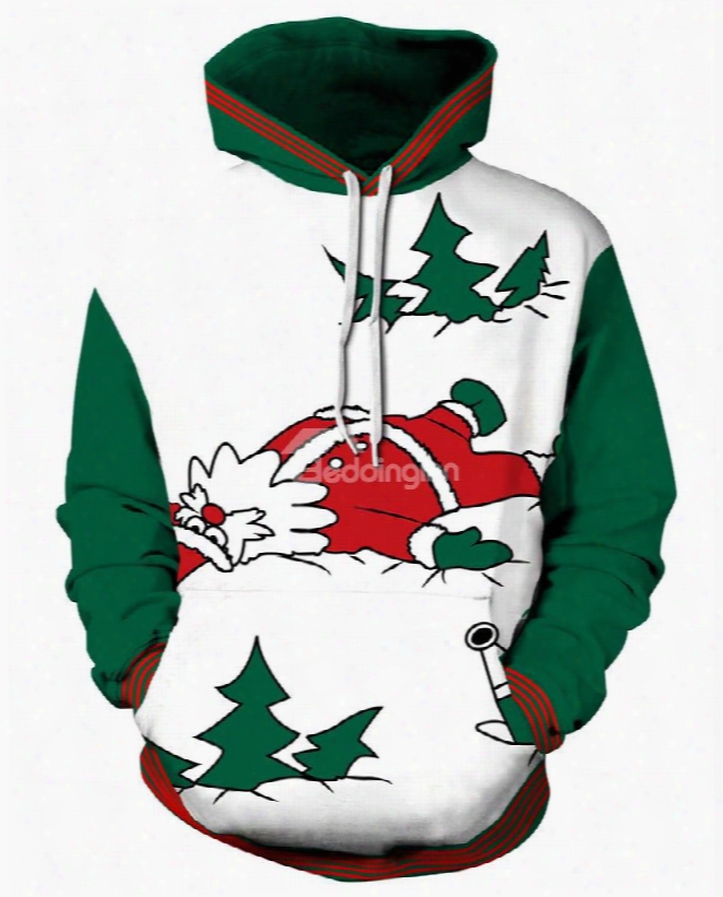 Christmas Santa Lying Long Sleeve 3d Pattern Hoodie