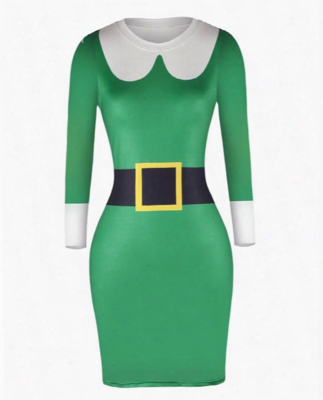 Christmas Style Sweater Classic Green Pullover Women Dress
