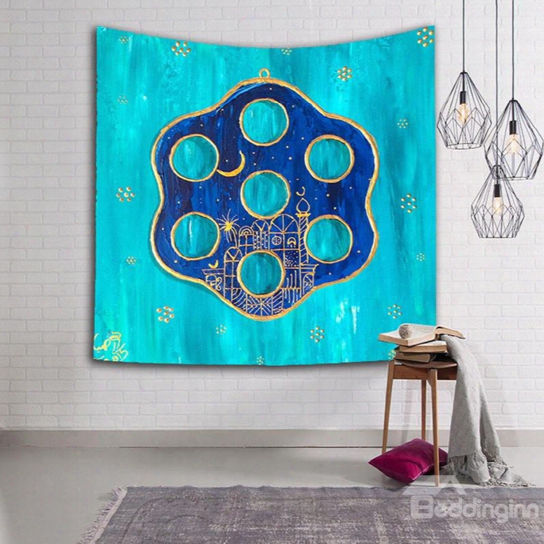 City Under The Moon And Stars Exotic Style Blue Hanging Wall Tapestry