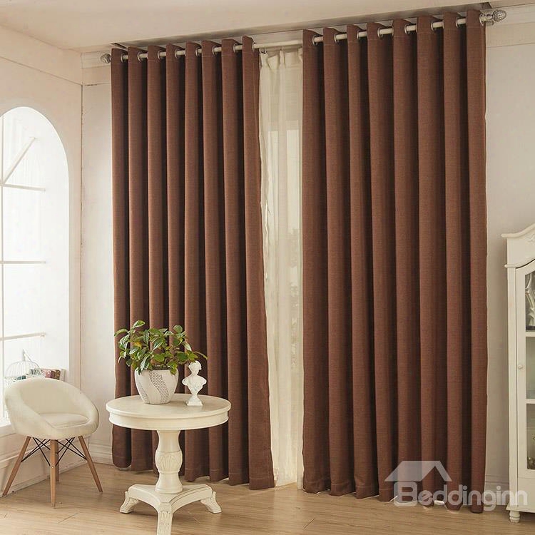 Classic Coffee Color Thickening Functional Blackout Grommet Top Curtain