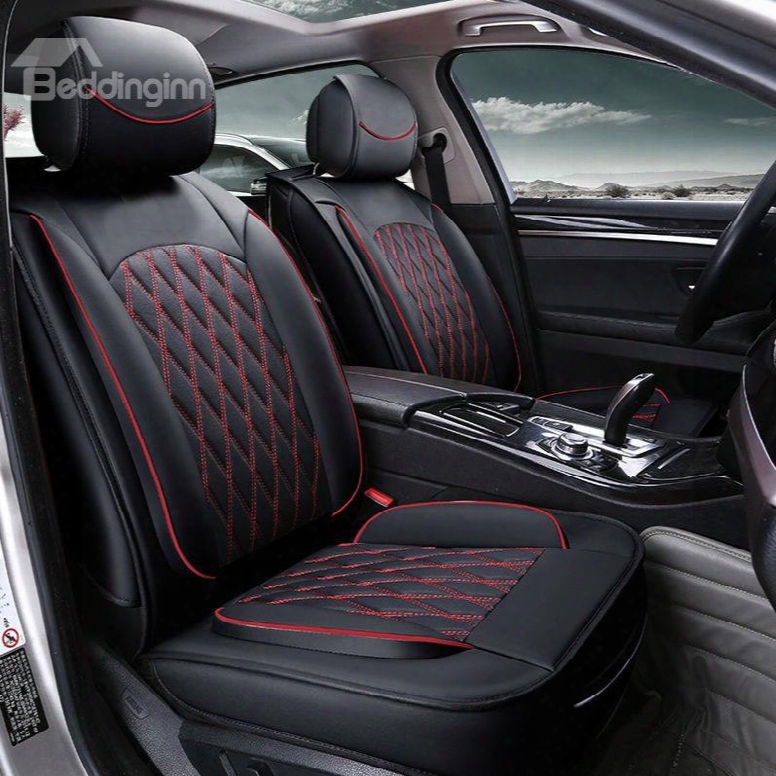 Colorful Elegant Shape Plaid Genuine Leather Universal Car Seat Cover