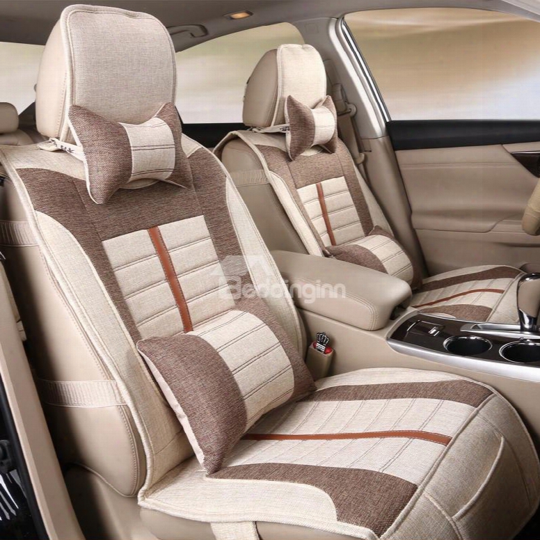 Comfort Design Plaid Pattern Linen Universal Car Seat Cover