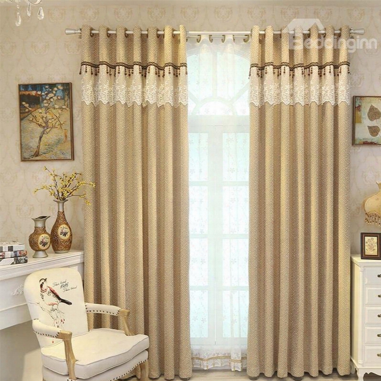 Concise Style Elegant And Delicate Light Brown 2 Panels Decorative Living Room Curtain