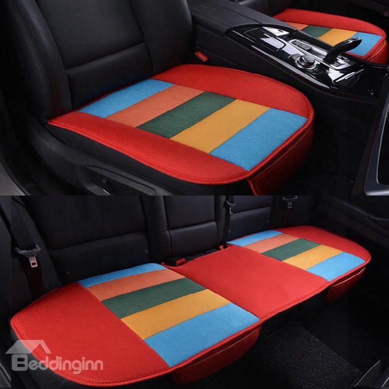 Cool Rajnbow Red Colors Design Durable Pet Material 3-pieces Universal Car Seat Mat