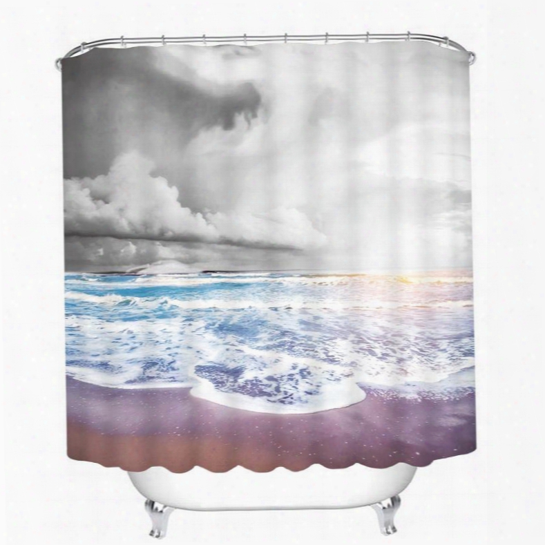 Dark Cluds And Blue Ocean Printing Bathroom 3d Shower Curtain