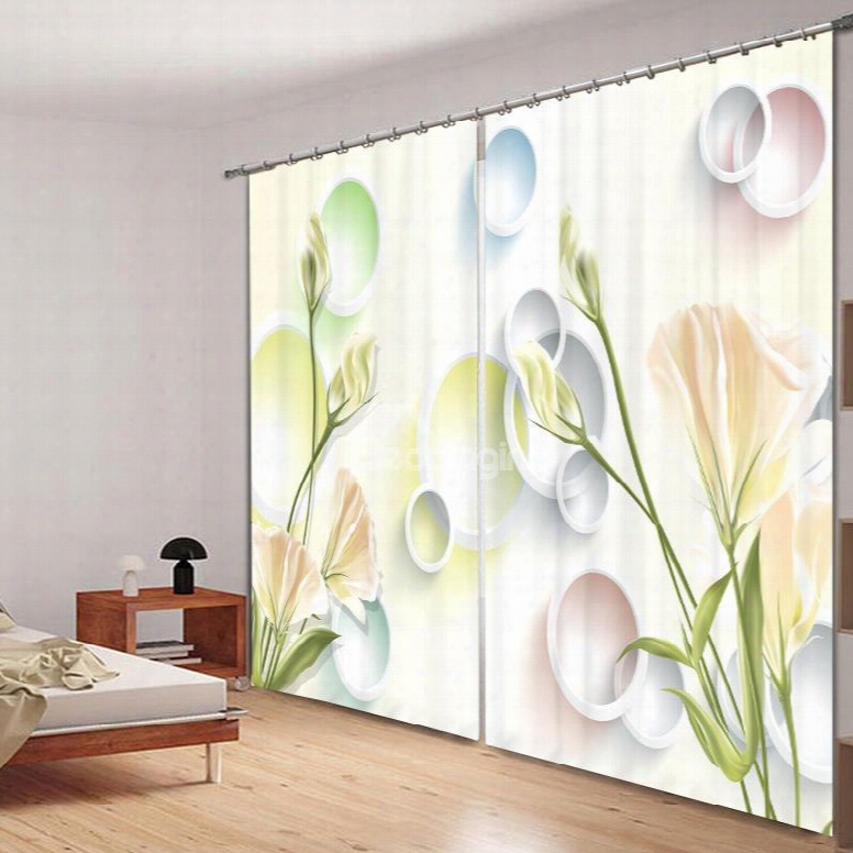 Designer Light Yellow Carnations 3d Printed Polyester Curtain