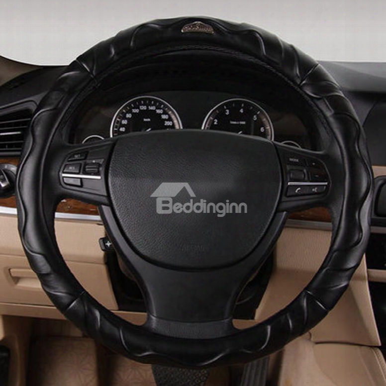 Durable Pu Leather Material With Beautiful Arc Lines Medium Car Steering Wheel Cover