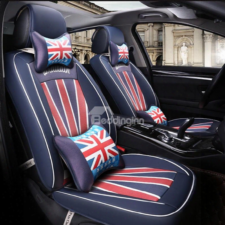 England Flag Pattern Design Popular Element Durable Pu Leather Universal Car Seat Cover