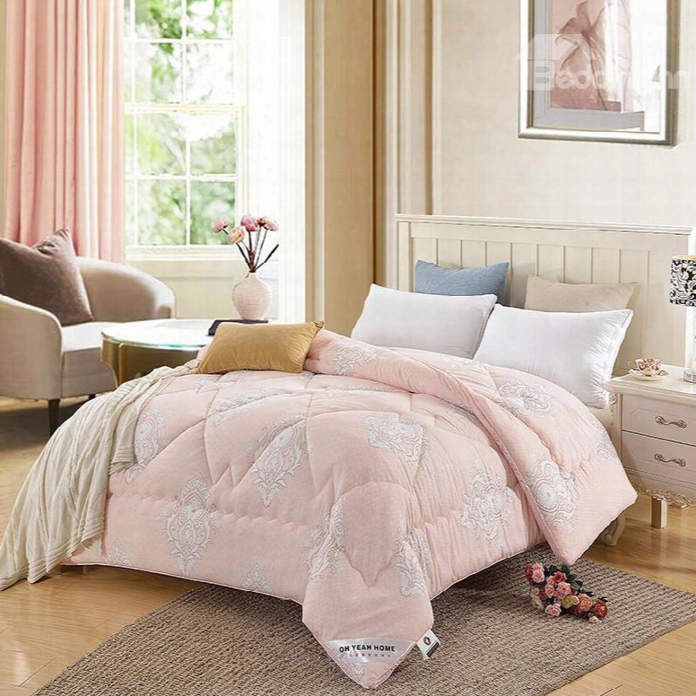 European Floral Scrolls Printed Pink Super Soft Thick Winter Quilts/comforters