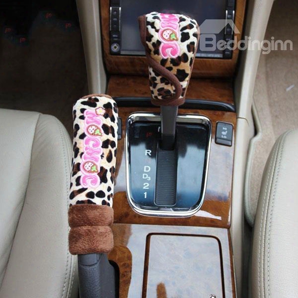Extremely Cute Leopard Printed Gear Cover And Hand Brake Cover