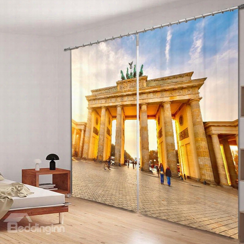 Famous Brandenburg Gate 3d Printed Polyester Curtain