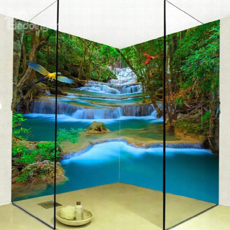 Fancy Mountain Stream Natural Scenery Design Waterproof 3d Bathroom Wall Murals