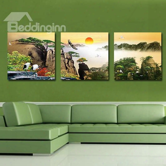 Fantastic Sunrise 3-pieces Of Crystal Film Art Wall Print