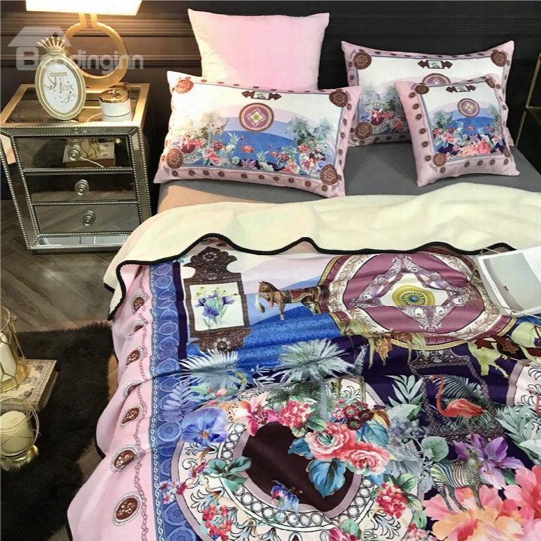 Flowers And Flamingo Luxury Style Soft 2-piece Bed Pillowcases