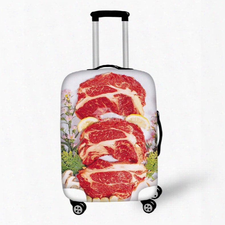 Food Meat Waterproof Stretch 18-30 Inch 3d Printed Travel Suitcase Effects Covers