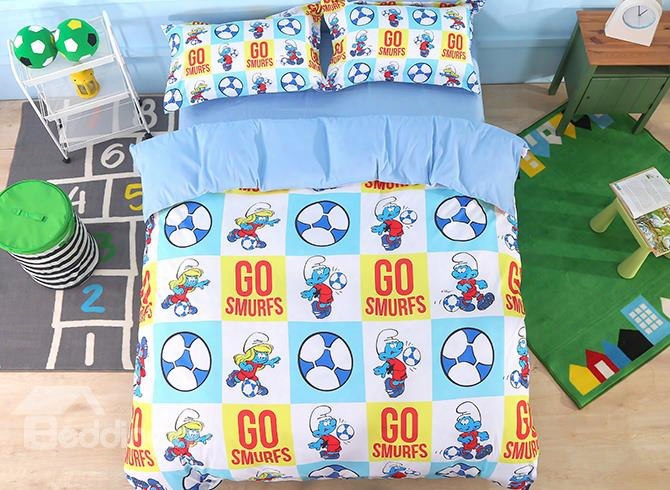 Football Smurfs And Smurfette 4-piece Bedding Sets/duvet Covers