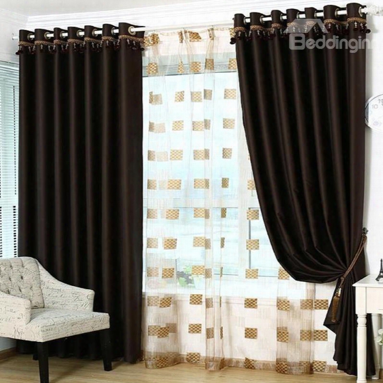 Functional Sunlight Blocking Solid Color Grommet Top Curtain