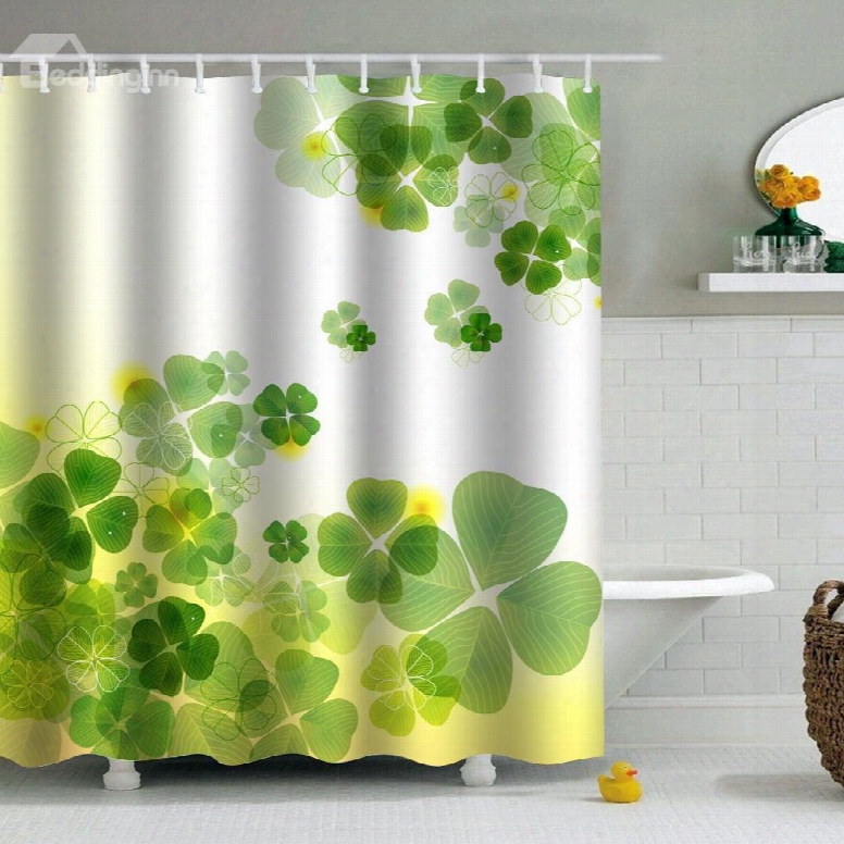 Green Herbs Printed Peva Waterproof Durable Antibacterial Eco-friendly Shower Curtain