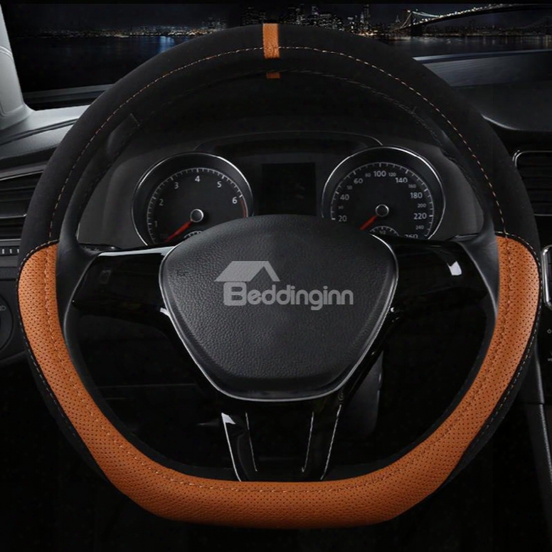 High Grade Luxury D Type Microfiber Leather Material Medium Car Steering Wheel Cover