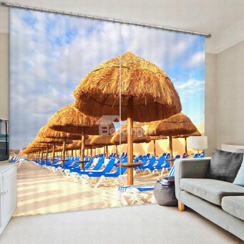 Leisurely Holiday In The Sun 3d Printed Polyester Curtain
