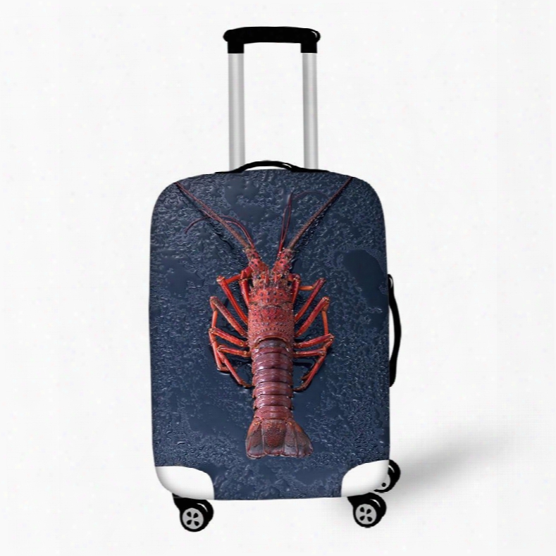 Lobster Seafood Fabric Stretch 18-30 Inch 3d Printed Travel Blue Luggage Covers