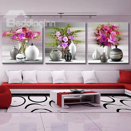 Loving Flowers 3-piece Crystal Film Art Wall Print