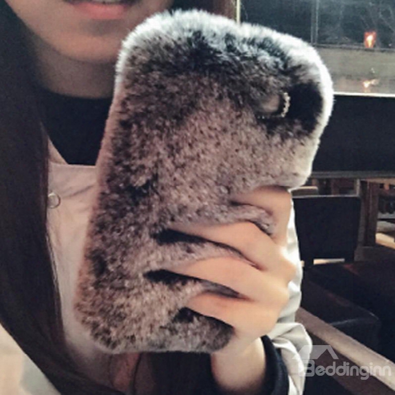 Luxury Winter Soft Rabbit Fur Protective Back Cover For Apple Phone