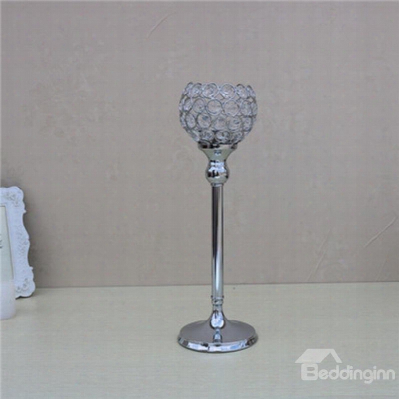 Modern And Creative Silver Gray Metal Handicrafts Goblet Romantic Candle Holder