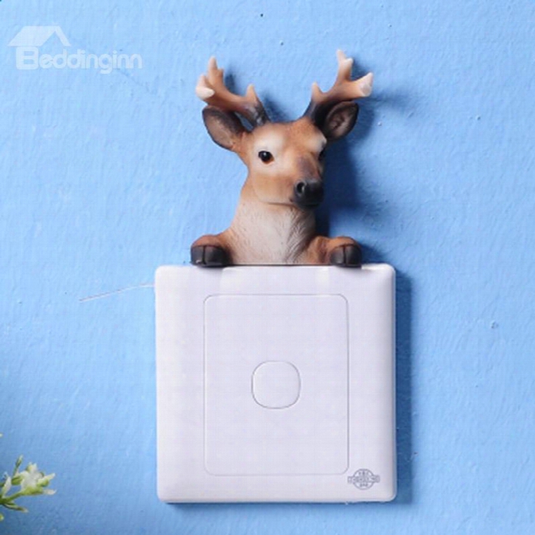 Natural Resin Deer Shape Design Home Decorative 3d Wall Switch Stickers