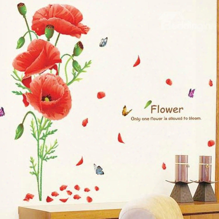 New Arrival Beautiful Red Flowers Wall Stickers