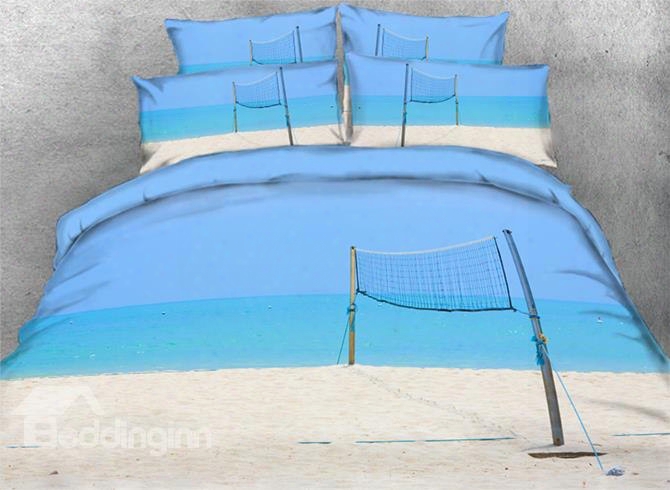 Onlwe 3d Beach Volleyball Fresh Style 4-piece Bedding Sets/duvet Covers