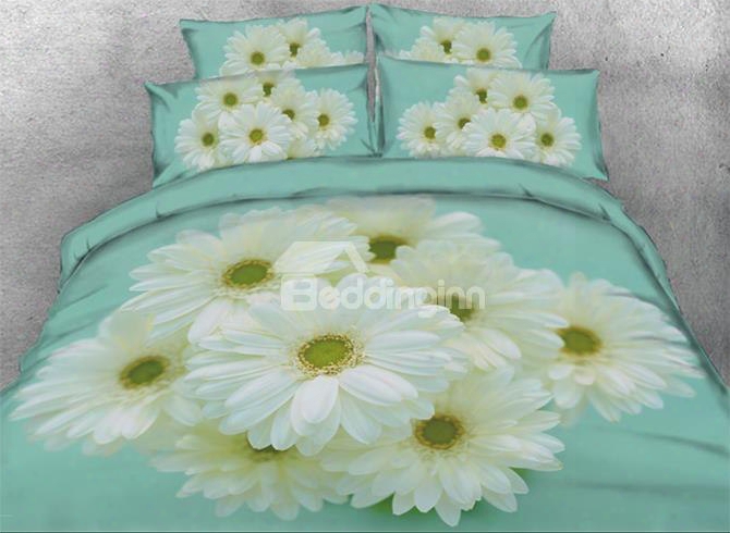 Onlwe 3d Bunch Of Daisies Printed 4-piece Floral Bedding Sets/duvet Covers
