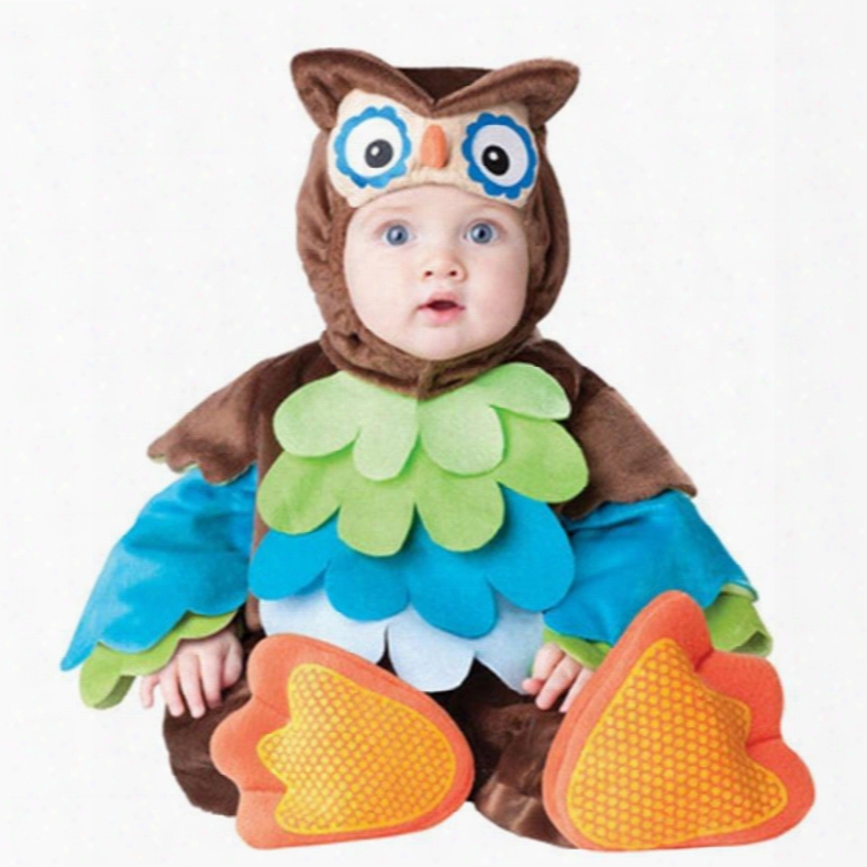 Owl Shaped Feather Decoration Polyester Brown Baby Costume