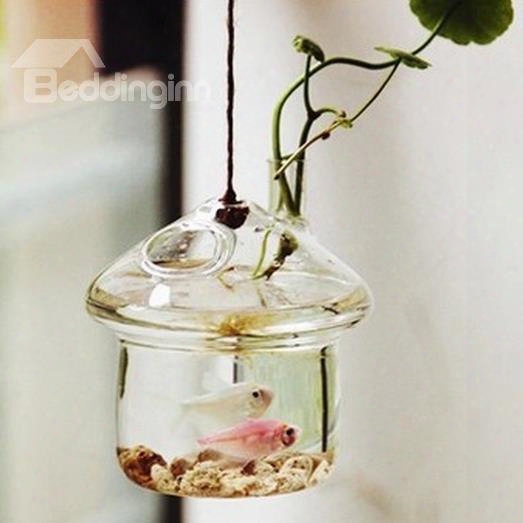 Pretty Mushroom House Hanging Glass Vase