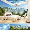 Magnificent Mountain and Blue Sky Pattern Combined 3D Ceiling and Wall Murals