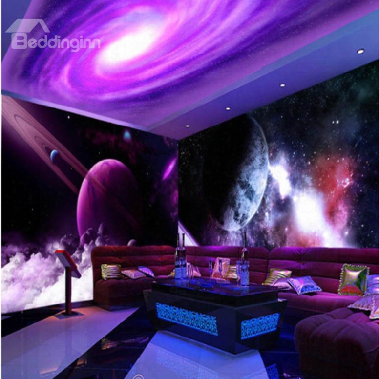 Purple Universe 3d Waterproof And Eco-friendly Ceiling/ Wall Murals