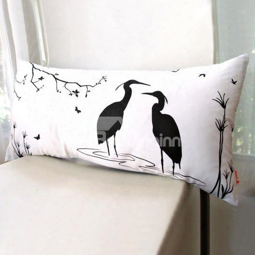 Quiet Two Red-crowned Crane Patter N Throw Pillow