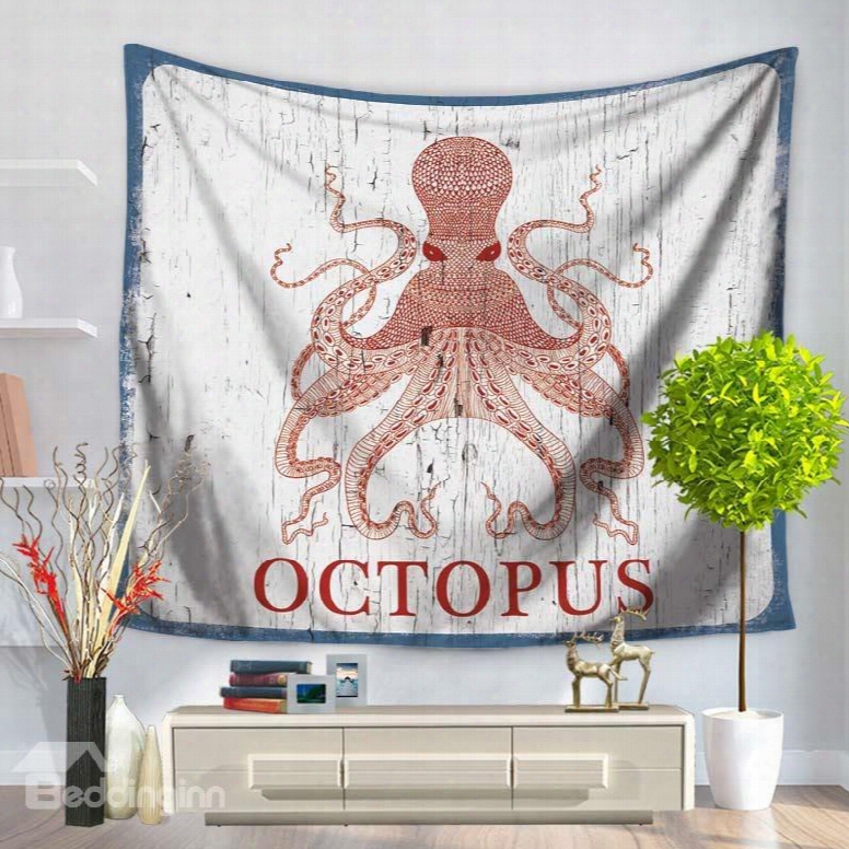Red Cartoon Octopuss Pattern Decorative Hanging Wall Tapestry