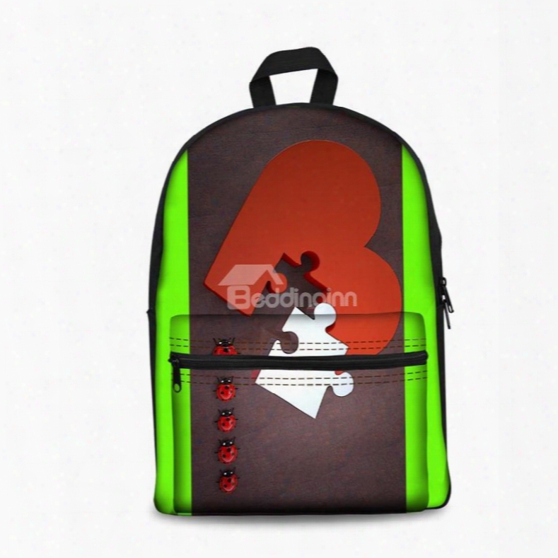 Red Pieces Of Heart Pattern Washable Lightweight 3d Printed Backpacks