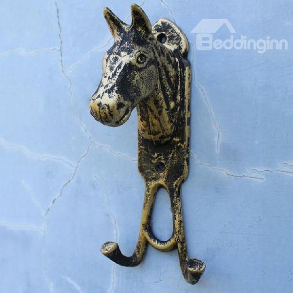 Retro European Style Horsehead Iron Double Hooks