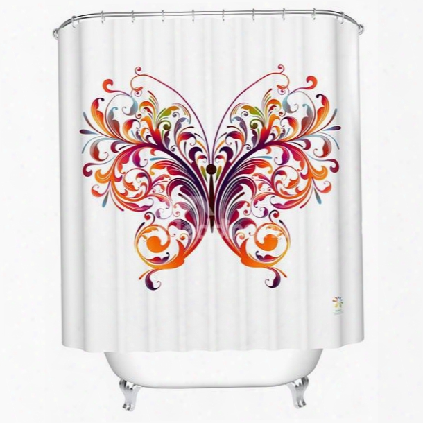 Romantic Artistic Colo Rful Buttterfly Polyester Shower Curtain