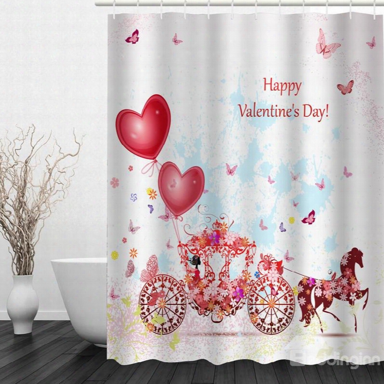 Romantic Love Carriage 3d Printed Bathroom Waterproof Shower Curtain