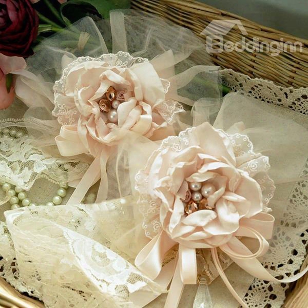 Romantic Pink Lace Flower Pattern Decorative Curtain Tiebacks