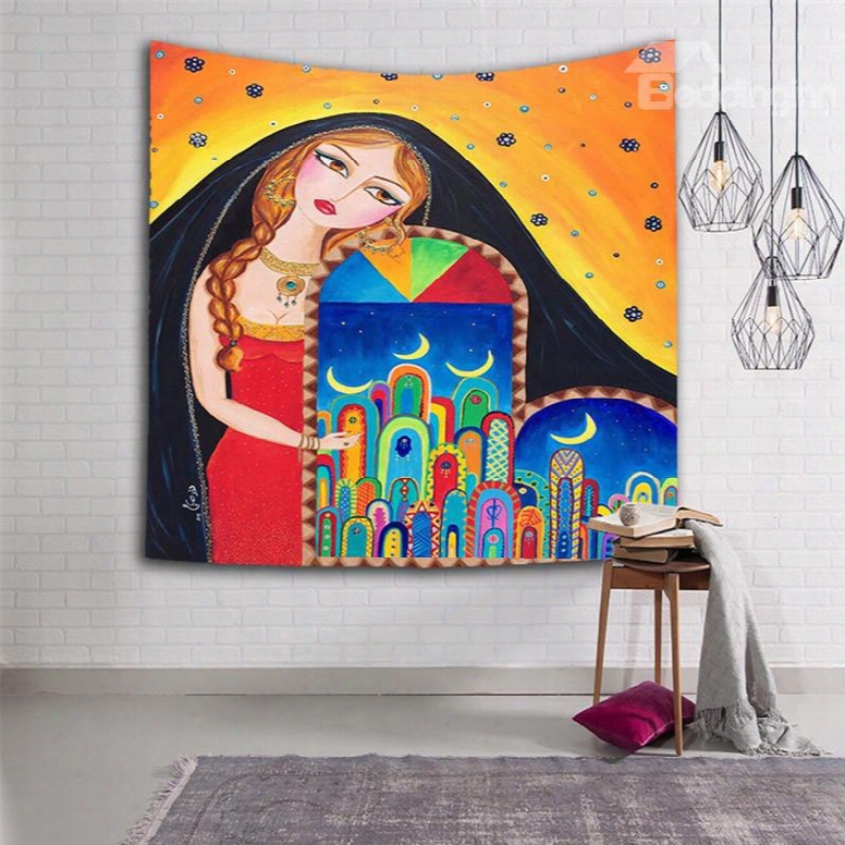 Sexy Girl With Blond Braid And Dreams Ethnic Style Wall Tapestries